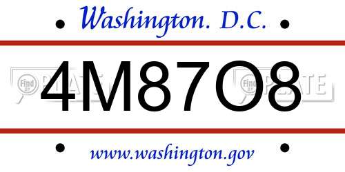 4M87O8 District Of Columbia License Plate