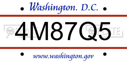 4M87Q5 District Of Columbia License Plate