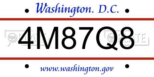 4M87Q8 District Of Columbia License Plate