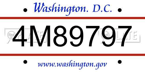 4M89797 District Of Columbia License Plate