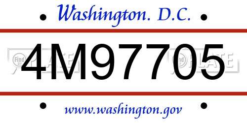 4M97705 District Of Columbia License Plate