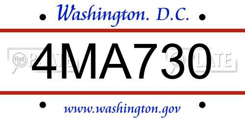 4MA730 District Of Columbia License Plate