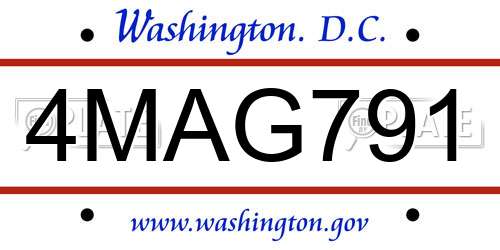 4MAG791 District Of Columbia License Plate