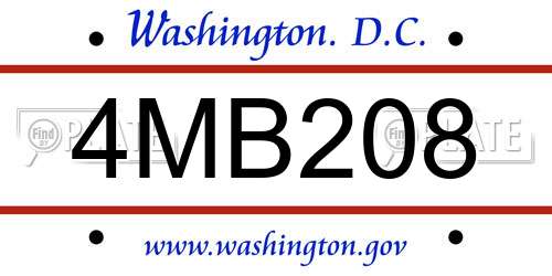 4MB208 District Of Columbia License Plate