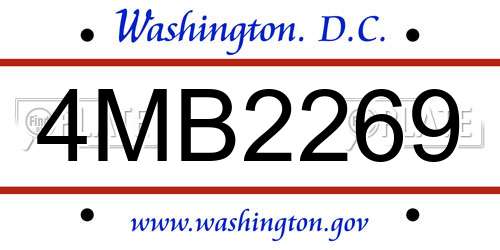 4MB2269 District Of Columbia License Plate
