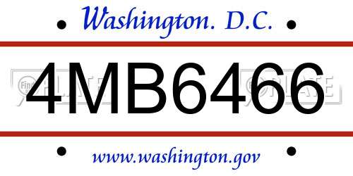 4MB6466 District Of Columbia License Plate