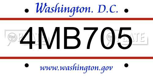 4MB705 District Of Columbia License Plate