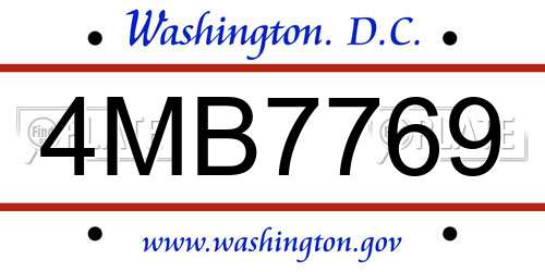 4MB7769 District Of Columbia License Plate