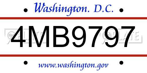 4MB9797 District Of Columbia License Plate