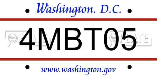4MBT05 District Of Columbia License Plate