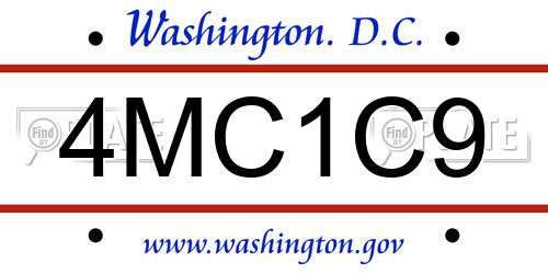 4MC1C9 District Of Columbia License Plate