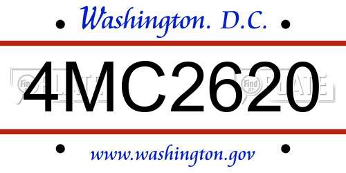 4MC2620 District Of Columbia License Plate