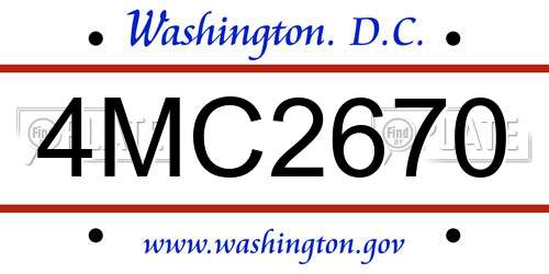 4MC2670 District Of Columbia License Plate