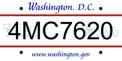 4MC7620 District Of Columbia License Plate