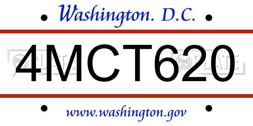 4MCT620 District Of Columbia License Plate
