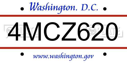 4MCZ620 District Of Columbia License Plate