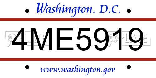 4ME5919 District Of Columbia License Plate