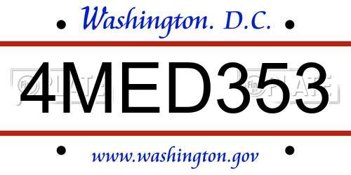 4MED353 District Of Columbia License Plate