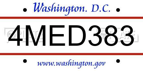 4MED383 District Of Columbia License Plate