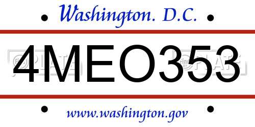 4MEO353 District Of Columbia License Plate