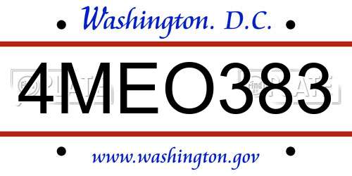 4MEO383 District Of Columbia License Plate
