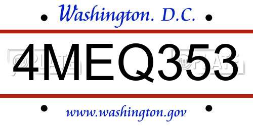 4MEQ353 District Of Columbia License Plate