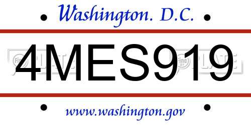 4MES919 District Of Columbia License Plate