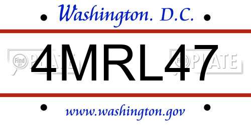 4MRL47 District Of Columbia License Plate