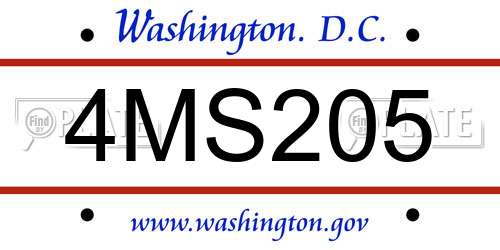 4MS205 District Of Columbia License Plate