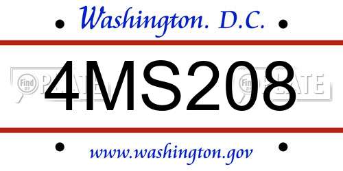 4MS208 District Of Columbia License Plate