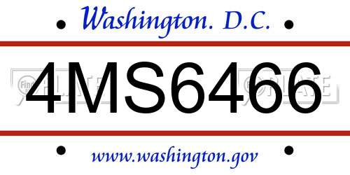4MS6466 District Of Columbia License Plate