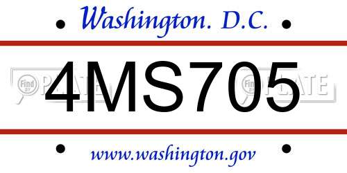 4MS705 District Of Columbia License Plate