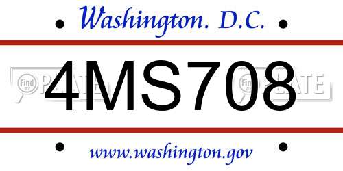 4MS708 District Of Columbia License Plate