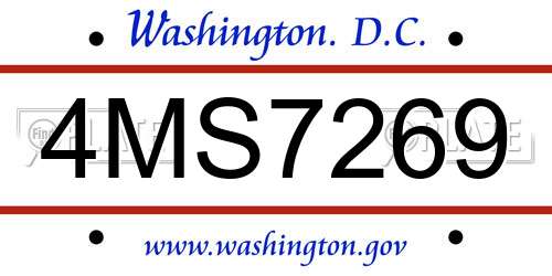 4MS7269 District Of Columbia License Plate