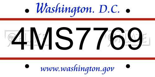 4MS7769 District Of Columbia License Plate