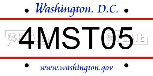 4MST05 District Of Columbia License Plate