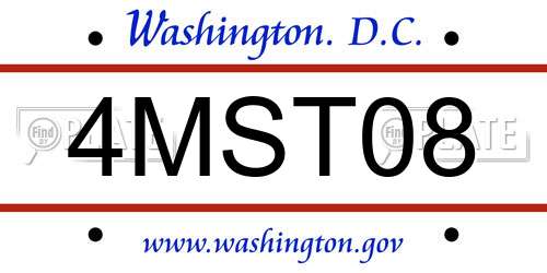 4MST08 District Of Columbia License Plate