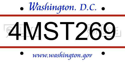 4MST269 District Of Columbia License Plate