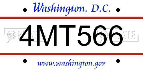 4MT566 District Of Columbia License Plate