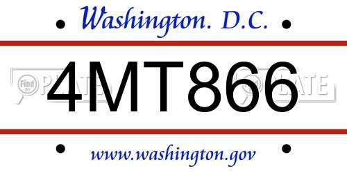 4MT866 District Of Columbia License Plate