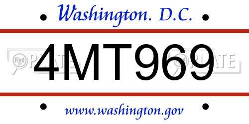 4MT969 District Of Columbia License Plate