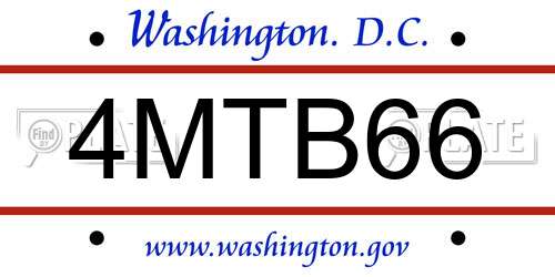 4MTB66 District Of Columbia License Plate