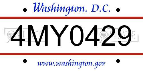4MY0429 District Of Columbia License Plate
