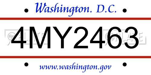 4MY2463 District Of Columbia License Plate