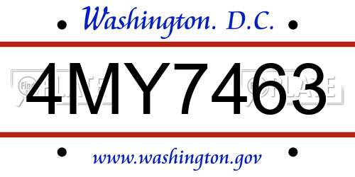 4MY7463 District Of Columbia License Plate