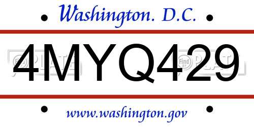 4MYQ429 District Of Columbia License Plate
