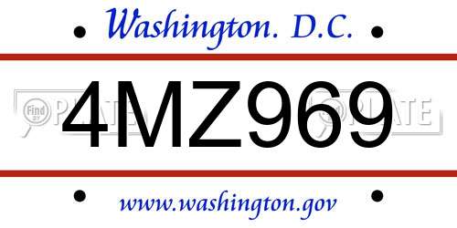 4MZ969 District Of Columbia License Plate