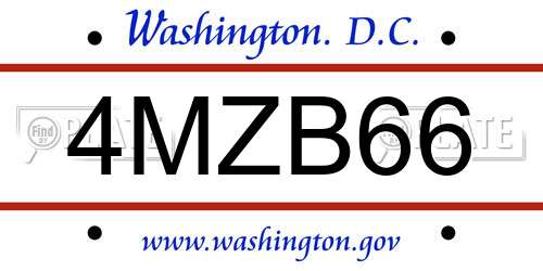 4MZB66 District Of Columbia License Plate