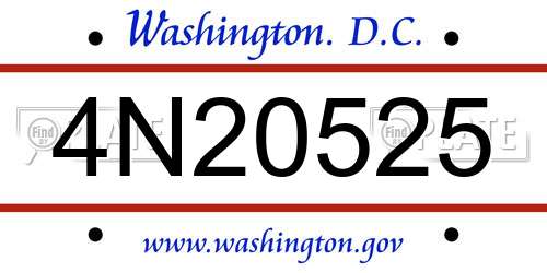 4N20525 District Of Columbia License Plate