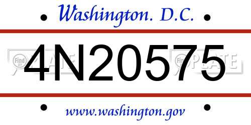 4N20575 District Of Columbia License Plate